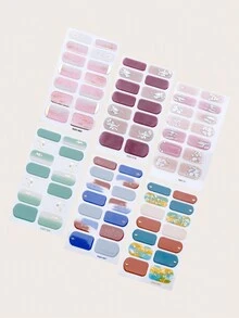 6 片 3D 法式滑动简约指甲贴+3 个小指甲锉 - 彩色 - 查看 3