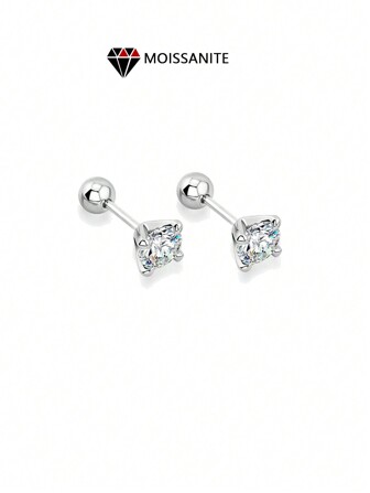 1對925純銀四爪莫桑石耳釘男女款，適合畢業典禮、派對、日常通勤以及送給女朋友、妻子或朋友生日精品禮物