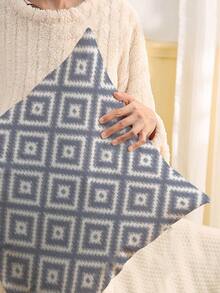 1個方格圖案印花坐墊套,現代裝飾枕頭套,單面印刷,不含枕芯,適用於沙發,家居裝飾枕頭套 - 彩色 - 查看 2