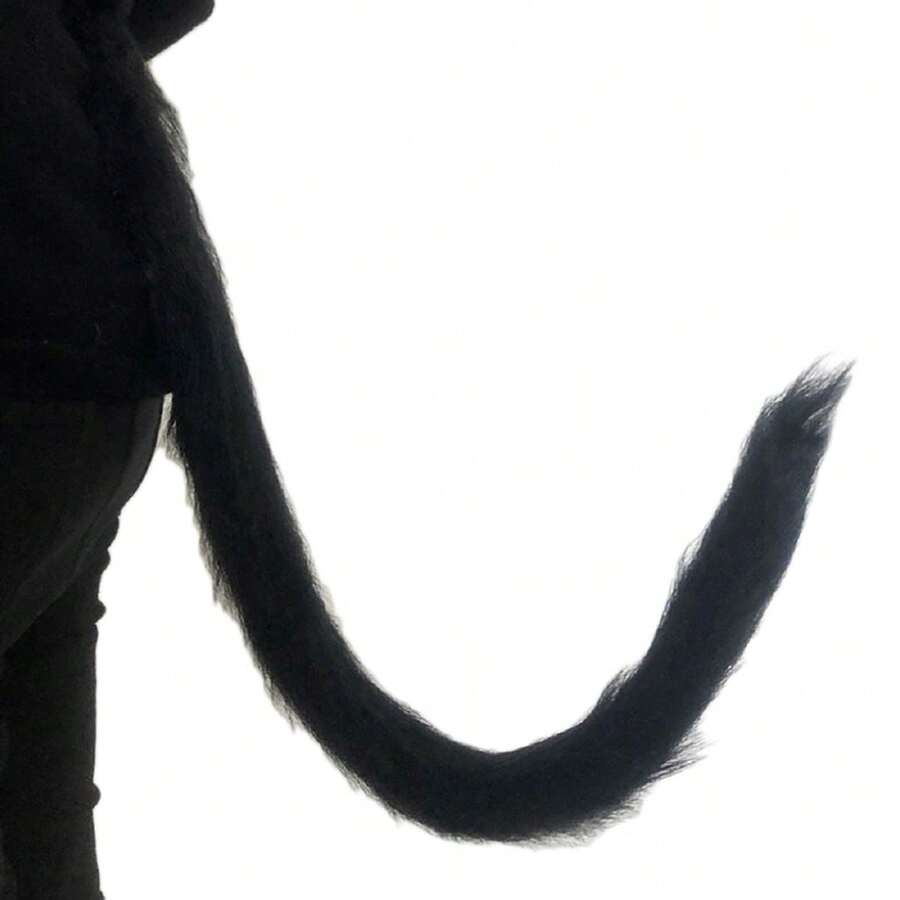 1 Pieza Accesorio De Decoración De Cola De Gato De Pelo Largo Para Cosplay - Negro - Ver 1