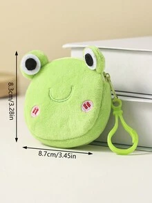 1 Pieza Monedero De Peluche Llavero Con Diseño De Rana Hembra Colorido Para Regalo Feliz Y Festivo - Verde - Ver 3