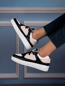 黑白休闲舒适鞋，适合通勤、校园散步的时尚运动鞋 - 彩色 - 查看 3