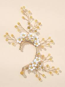 1pc Bridal Earring With Classic European & American Garden Wedding Theme, Unique Style, Exquisite Flower Element Design - Gold - View 4