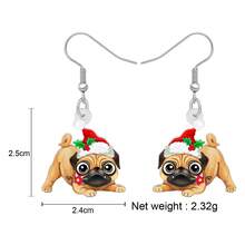 SHIGIE Christmas Dachshund Dog Earrings - Cute Black Puppy With Santa Hat Dangle Earrings For Women