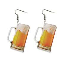 创意酒杯/啤酒杯设计吊坠耳环可爱度假风格亚克力饰品女耳饰 - B - 查看 2