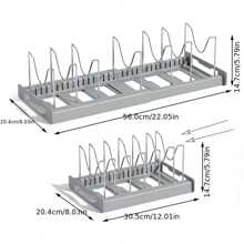 1 件装多功能锅具收纳架，带可调节隔板，适用于橱柜，可伸缩锅架，锅碗瓢盆收纳架，厨房橱柜用品，家居厨房配件，厨房用品，厨房工具