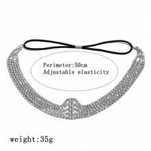 1入組彈性調節美麗的鑽石頭帶,新娘派對、女性髮飾和禮物用品 - 銀色 - 查看 4