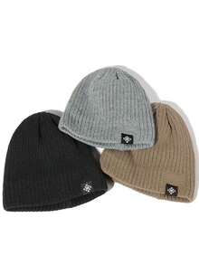 1入組中性黑/灰/卡其針織帽，冬季混紡厚針織保暖小編帽，適用於寒冷天氣 - 卡其色 - 查看 3