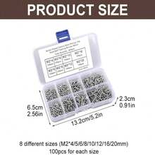800pcs Self-Drilling Screws With Storage Box, 8 Sizes Screw Assortment Set, Carbon Steel Self-Tapping Screws, Suitable For Construction And Repair (800pcs/Box) - Silver - View 5