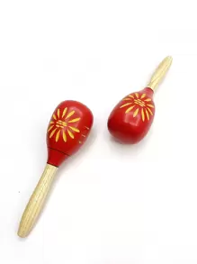 奧爾夫擊樂器塑料沙球手搖鈴聲,兒童音樂教學工具 - 紅色 - 查看 2