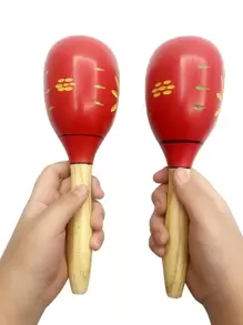 奧爾夫擊樂器塑料沙球手搖鈴聲,兒童音樂教學工具 - 紅色 - 查看 1