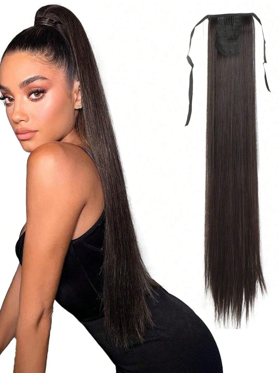 马尾辫接发 18~34 英寸女士合成长直马尾辫夹式马尾辫接发适合女孩的各种场合，包括音乐节、派对、角色扮演、假期和所有季节