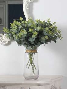 1入/5入組人造植物尤加利葉新娘手持花材料,塑料花卉栽培配件,家居裝飾,戶外花園,窗台,浴室裝飾,情人節,新年禮物,生日派對裝飾材料 - 綠色 - 查看 3