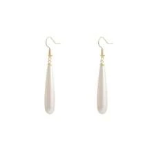 1對高級法式仿珍珠水滴形長掛勾優雅簡約耳飾，浪漫經典復古耳墜，適合女性日常佩戴 - 長水滴珠子耳勾款 - 查看 5