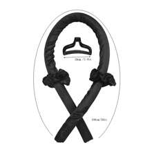 1套長髮女性無熱捲髮圈捲髮器，頭套式無熱髮捲包裹套裝，束髮器搭配鬆緊帶夾子，適用於旅行、家庭、學生宿舍用品 - 黑色 - 查看 5