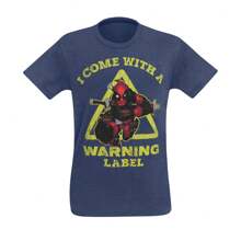 Deadpool Warning Label Men's T-Shirt - Màu xanh lam - Xem 3