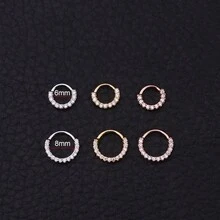 1入時尚銅質立方氧化鋯鼻環 - 銀色 - 查看 8