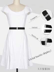 1 pieza Cinturón elástico y ajustable en color negro vintage de 1.2 pulgadas con hebilla dorada o plateada para mujeres de talla grande, para vestidos casuales, jeans y pantalones