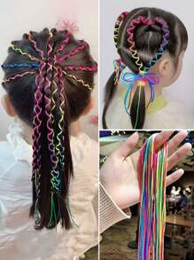 20 件髮辮女孩彩色繩髮帶,兒童彩虹髮飾 - 彩色 - 查看 1