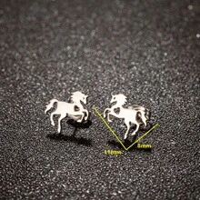 1 Pair Mini Horse Stud Earrings For Party Gift Stainless Steel Sweet Animal Ear Ring Cute Stylish Student Birthday Party Jewelry - Silver - View 4