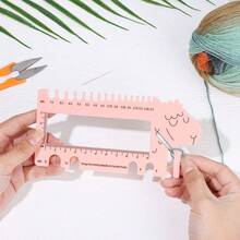 1 件羊头量规带剪刀粉紫色量规适用于编织针和钩针 MM 尺子工具（美国英国加拿大尺寸） - 粉色 - 查看 2