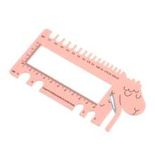 1 件羊头量规带剪刀粉紫色量规适用于编织针和钩针 MM 尺子工具（美国英国加拿大尺寸） - 粉色 - 查看 6