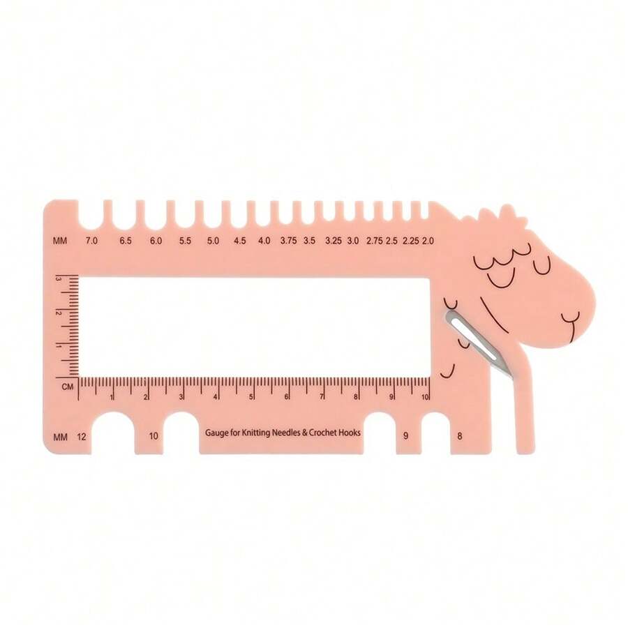 1 件羊头量规带剪刀粉紫色量规适用于编织针和钩针 MM 尺子工具（美国英国加拿大尺寸） - 粉色 - 查看 1