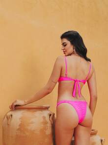 Women Bikini Sets - 玫紅色 - 查看 2