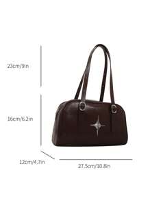 復古油蠟皮革手提肩袋,擁有大容量,適合職業女性,新時尚設計 - 銅色 - 查看 11