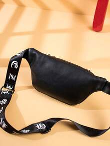 男士朋克腰包皮帶包時尚骷髏圖案臀包多功能戶外男士腰包斜挎包胸包臀包防水情人節禮物 - 黑色 - 查看 3