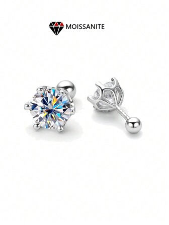 LOVESSOM 1 pieza de elegante anillo de plata de ley 925 con diamante de Moissanita de 0,5 a 1 quilate, no es necesario quitarlo al dormir, se puede utilizar como arete de ceja, uña del ombligo, uña del labio y uña de la lengua, adecuado para que las mujeres lo usen a diario, apropiado para el transporte diario, citas, vacaciones, mejor amiga, novia, regalo de cumpleaños para la esposa