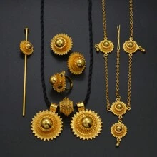 1Set Round  Traditional Wedding Jewelry Sets For Bride Woman Girls Eritrean Habesha African Party Accessories