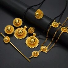1Set Round  Traditional Wedding Jewelry Sets For Bride Woman Girls Eritrean Habesha African Party Accessories