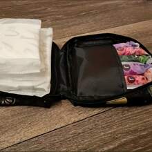 1pc姨媽巾收納袋便攜小零食口紅護膚品小袋子學生經期衛生巾收納袋防水多用途收納袋 - 棕色 - 查看 3