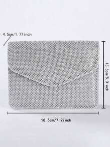 Handmade Crystal Rhinestone Evening Clutch Bag, New Bling Bling Dinners Trifold Square Purse - Silver - View 5