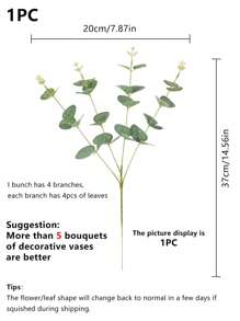1入/5入組人造植物尤加利葉新娘手持花材料,塑料花卉栽培配件,家居裝飾,戶外花園,窗台,浴室裝飾,情人節,新年禮物,生日派對裝飾材料 - 綠色 - 查看 2