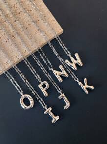 1件時尚泡泡字首字母氣球吊墜項鍊,女士個性化禮物