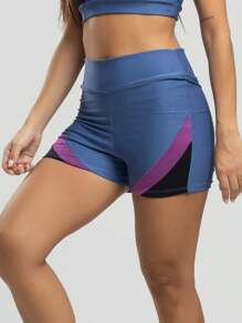 Vicbela Women Sports Shorts - Màu xanh lam - Xem 3