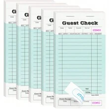 5 gói , Khách mời Kiểm tra Sách Đối với , Khách mời sổ tay Đối với Người phục vụ , sổ tay Đối với Món ăn , 50 , Màu xanh lá Khách mời Kiểm tra - màu xanh lá - Xem 1