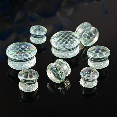 2件装新款云朵系列玻璃耳塞耳扩，亮色人体穿刺饰品，女士款