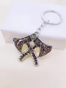 時尚復古雙斧鑰匙扣吊飾 - 黑與白 - 查看 1