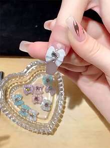 10Pcs 3D Butterfly Pearl Rhinestone Nail Art Decorations Diy Nail Charms Nail Gems Nail Supplies Nails - White - View 3