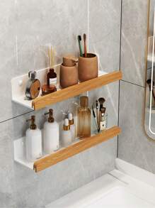 1pc Wall Mounted Bathroom Storage Rack, Punch-Free Bathroom Hanging Shelf, Space  Bathroom Tray, Shampoo Shower Gel Holder Organizer, Bathroom Organizers And Storage