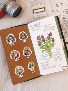 63pcs Waterproof Stickers With Long Hair Girls Design, Perfect For Decorating Diary, Notebook, Textbook, Mobile Phone Case, Luggage, Water Bottle, Etc.,School Supplies,Back To School