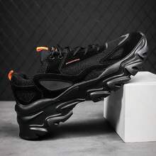 新款運動休閒鞋,粗跟運動鞋,時尚男鞋風尚前沿 - 黑色 - 查看 3