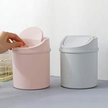 Mini Desk Trash Can With Lid, Plastic Desktop Waste Paper Basket For Office, Coffee Bar Back To School