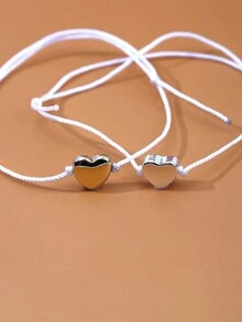 時尚青少年女孩簡約奢華情侶心形手鍊 - 情侶手繩 - 查看 2