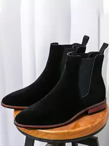 Men's Chelsea Boots High Top British Style Suede Comfortable Slip-On Shoes