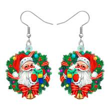 1對亞克力可愛聖誕樹花環聖誕老人耳環,女孩兒童魅力禮物裝飾派對禮物 - 玫紅色 - 查看 1