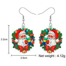 1對亞克力可愛聖誕樹花環聖誕老人耳環,女孩兒童魅力禮物裝飾派對禮物 - 玫紅色 - 查看 5